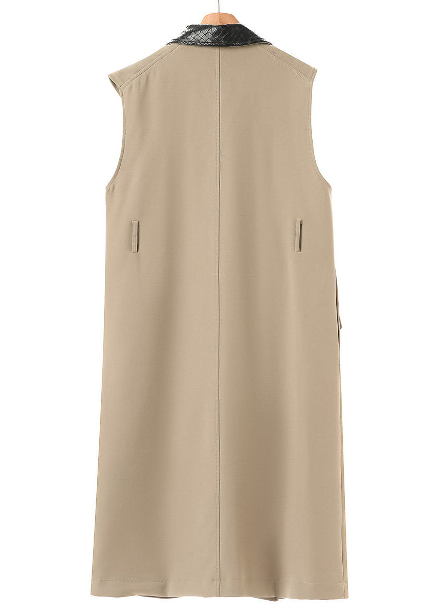 Contrast Collar Belted Long Vest　R164