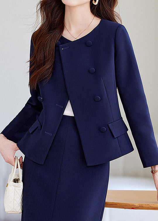 Double-Breasted Peplum Skirt Suit　R170
