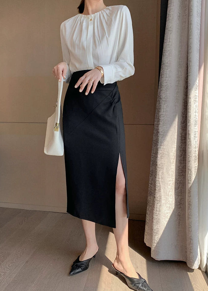 Elegant Gather Neck Blouse　R85