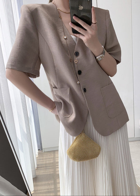 Minimal Half Sleeve Collarless Jacket　R130