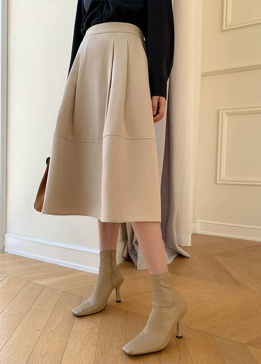 High Waist A-Line Midi Skirt　R108