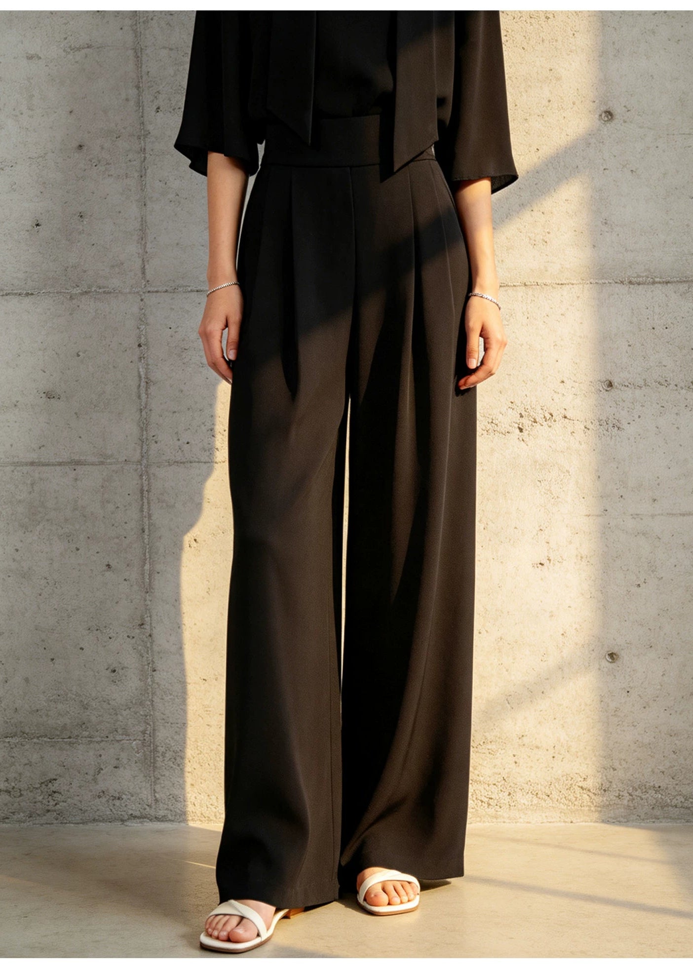 Open-Front Cropped Jacket & Wide-Leg Pants Set　R145