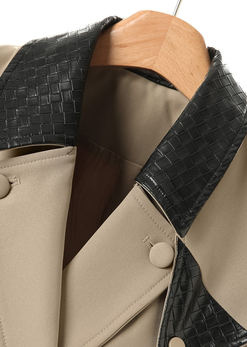 Contrast Collar Belted Long Vest　R164