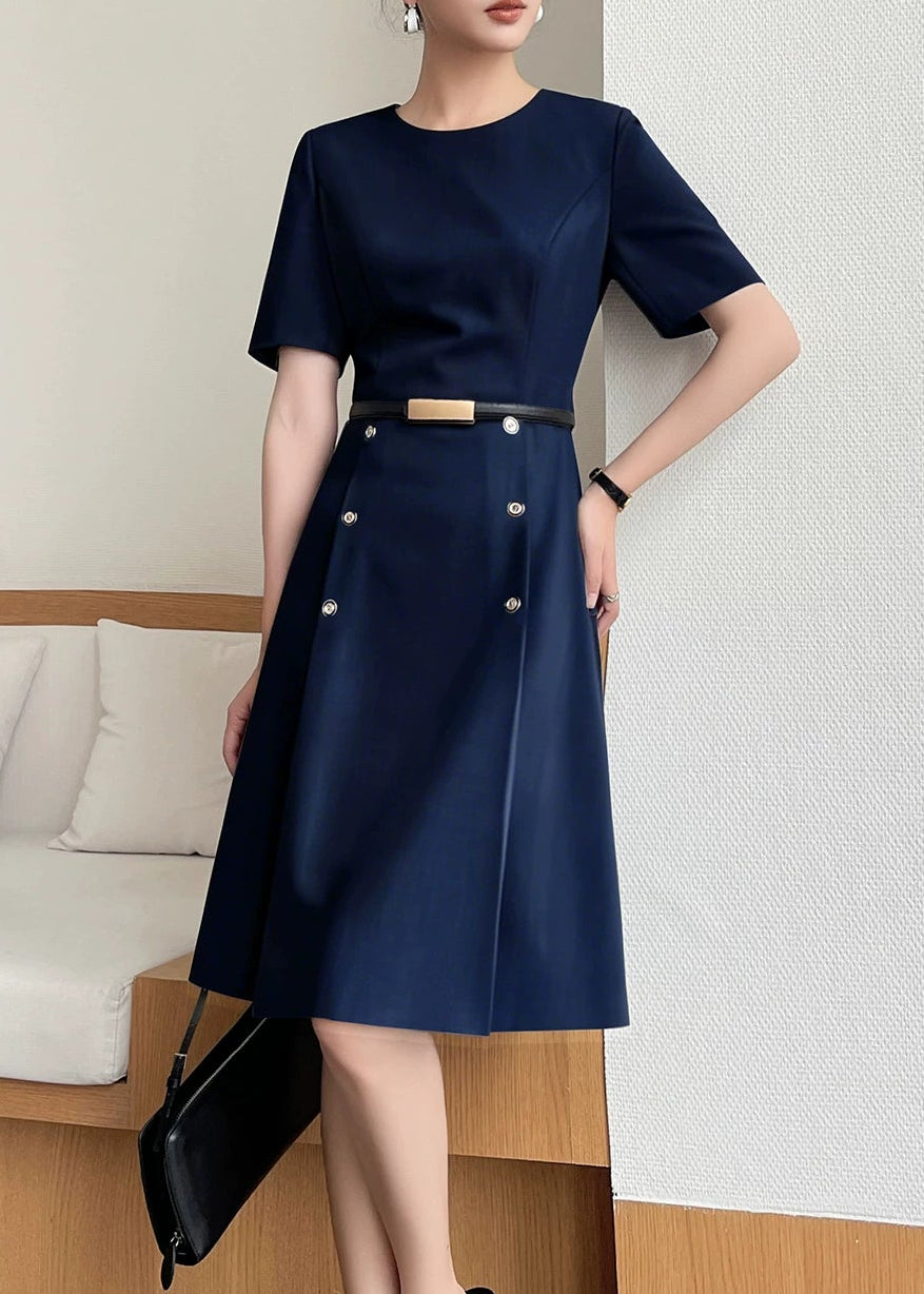 Belted Fit & Flare Midi Dress　R136
