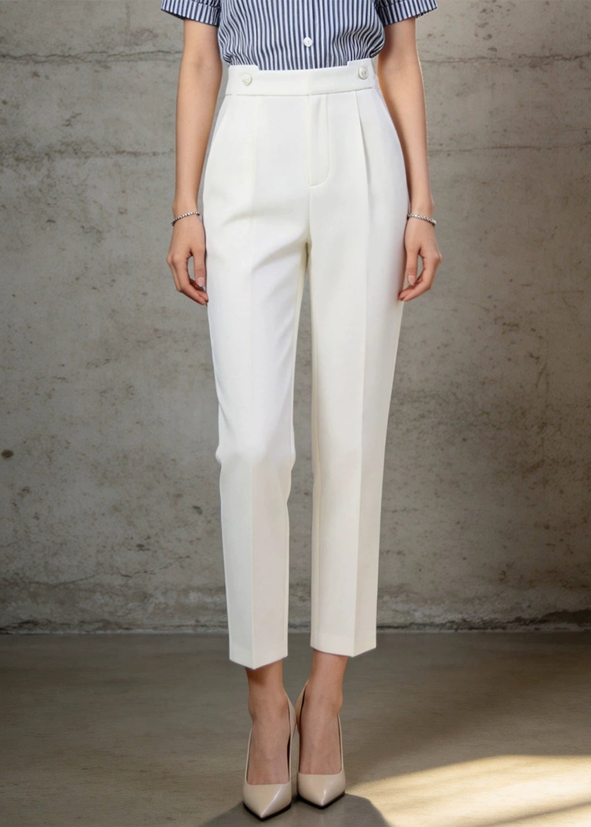 High-Waist Ankle-Length Straight Pants　R149
