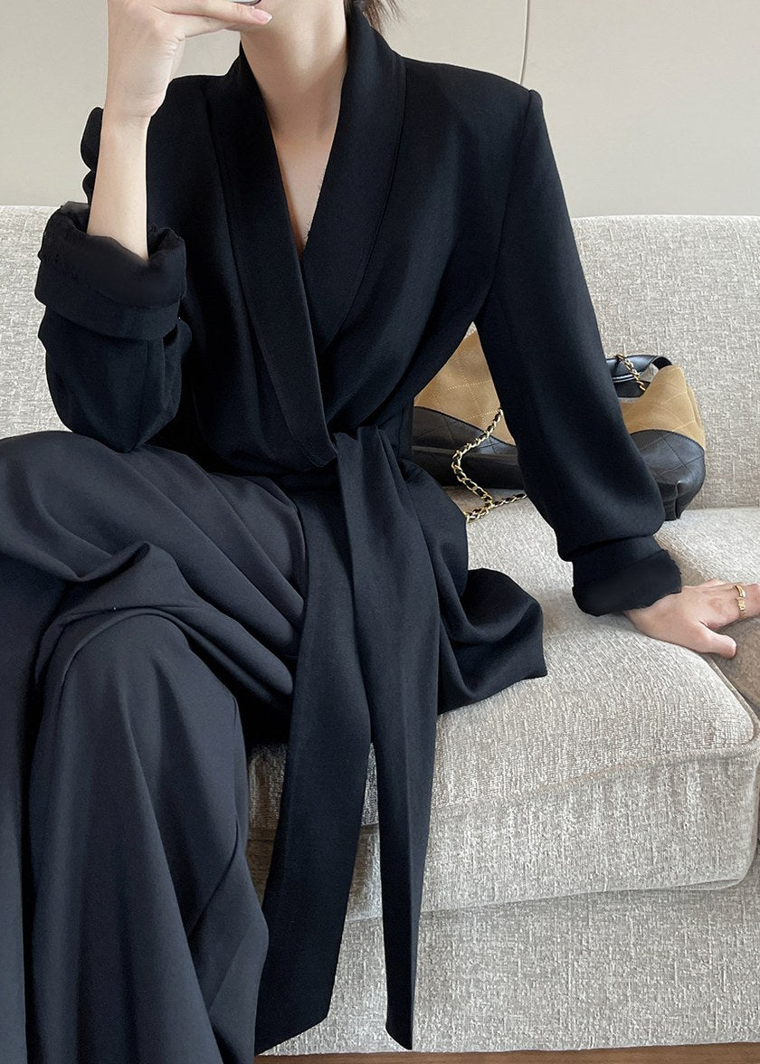 Draped Tie Waist Tailored Jacket　R165
