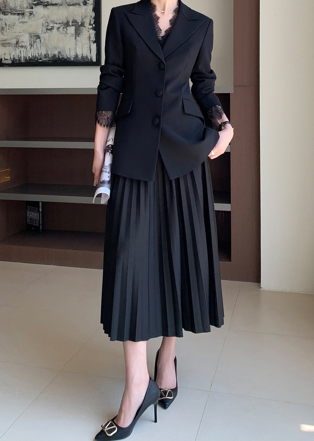 Lace Trim Tailored Jacket　R112