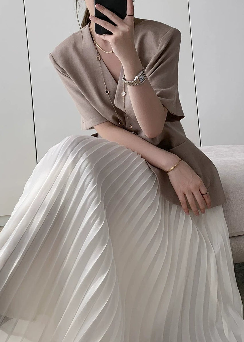 Minimal Half Sleeve Collarless Jacket　R130