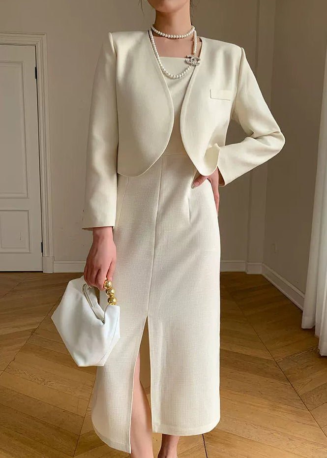 Minimal Chic Cropped Jacket & Dress Set　R101