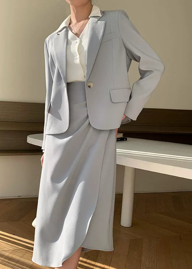 Clean Line Jacket & Draped Midi Skirt Set　R104