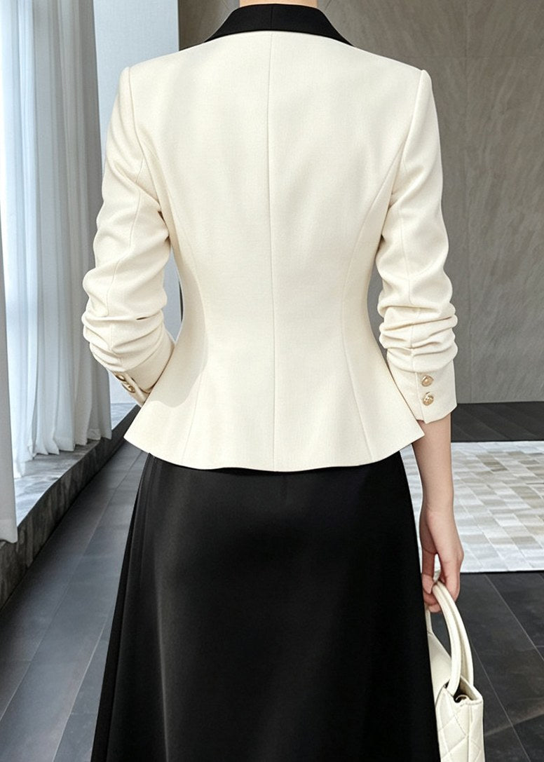 Contrast Lapel Jacket & Midi Skirt Set　R163