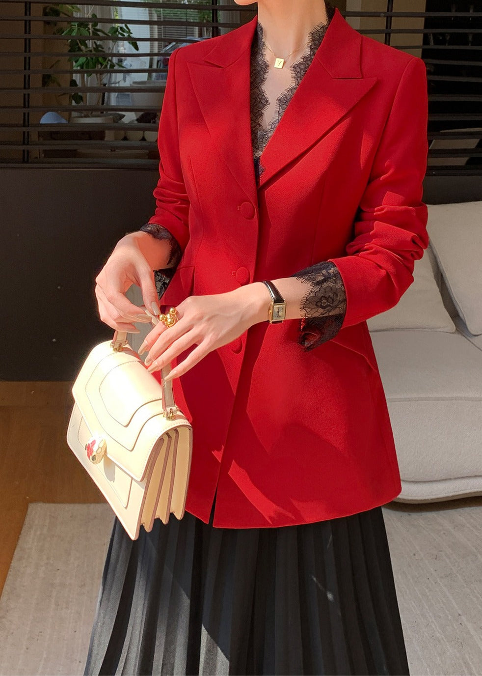 Lace Trim Tailored Jacket　R112