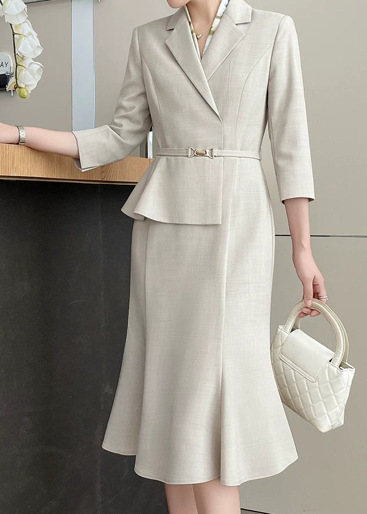 Tailored Belted Flare Midi Dress　R92
