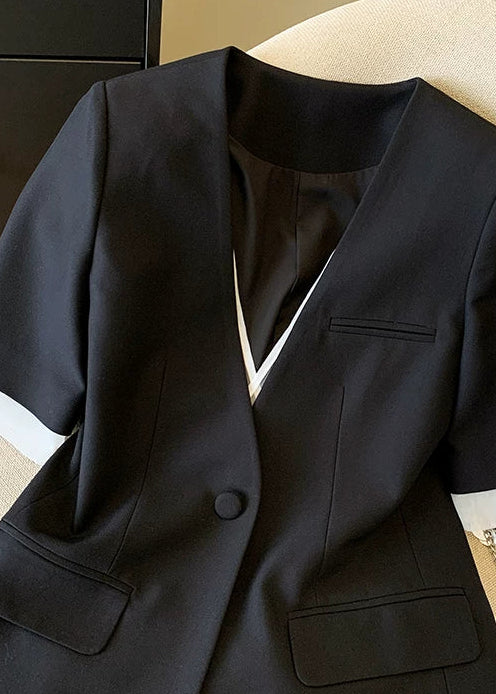 Layered Half Sleeve Collarless Jacket　R133