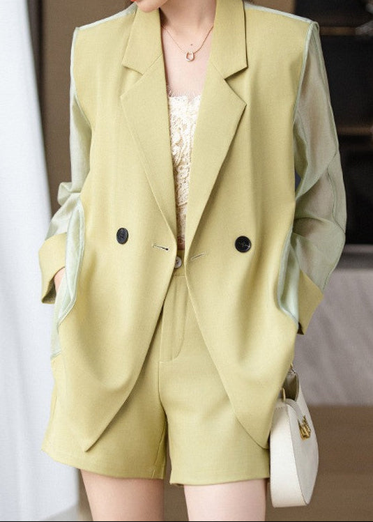 Sheer Sleeve Double-Breasted Blazer　R125