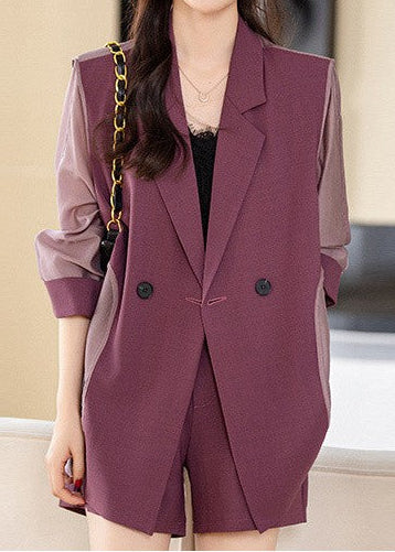 Sheer Sleeve Double-Breasted Blazer　R125