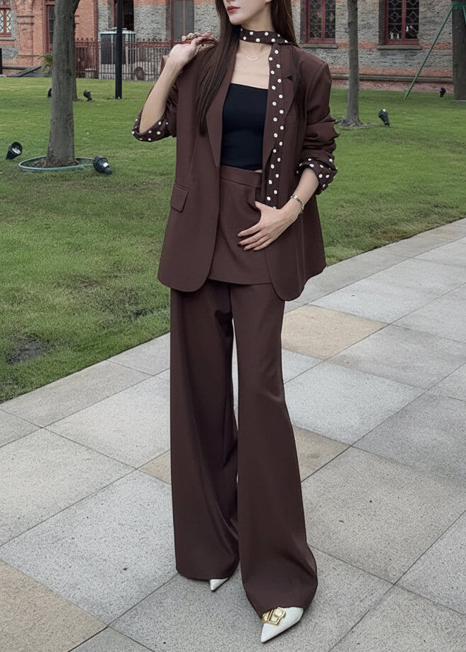 Polka Dot Scarf Layered Pants Suit　R176