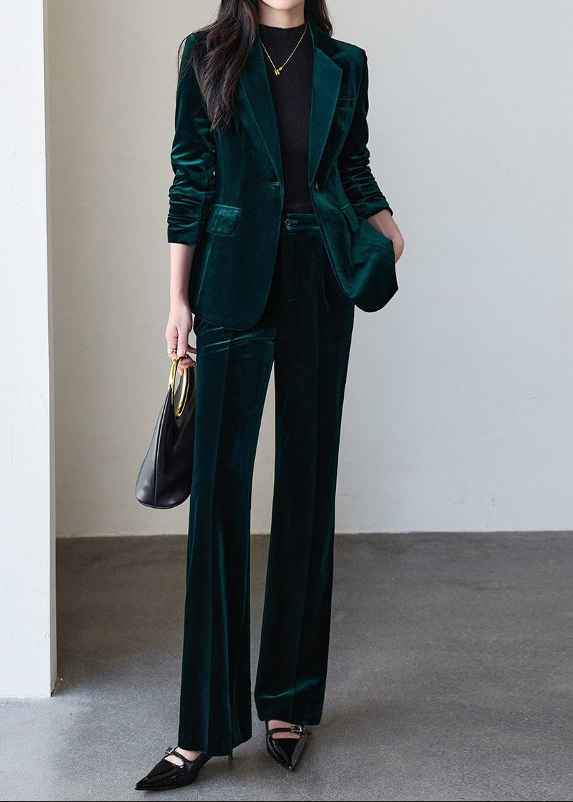Velvet Single Button Pants Suit　R250