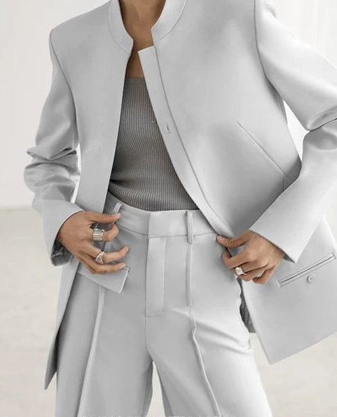 Minimal Collarless Jacket / Wide Pants（Select Item） 　R95