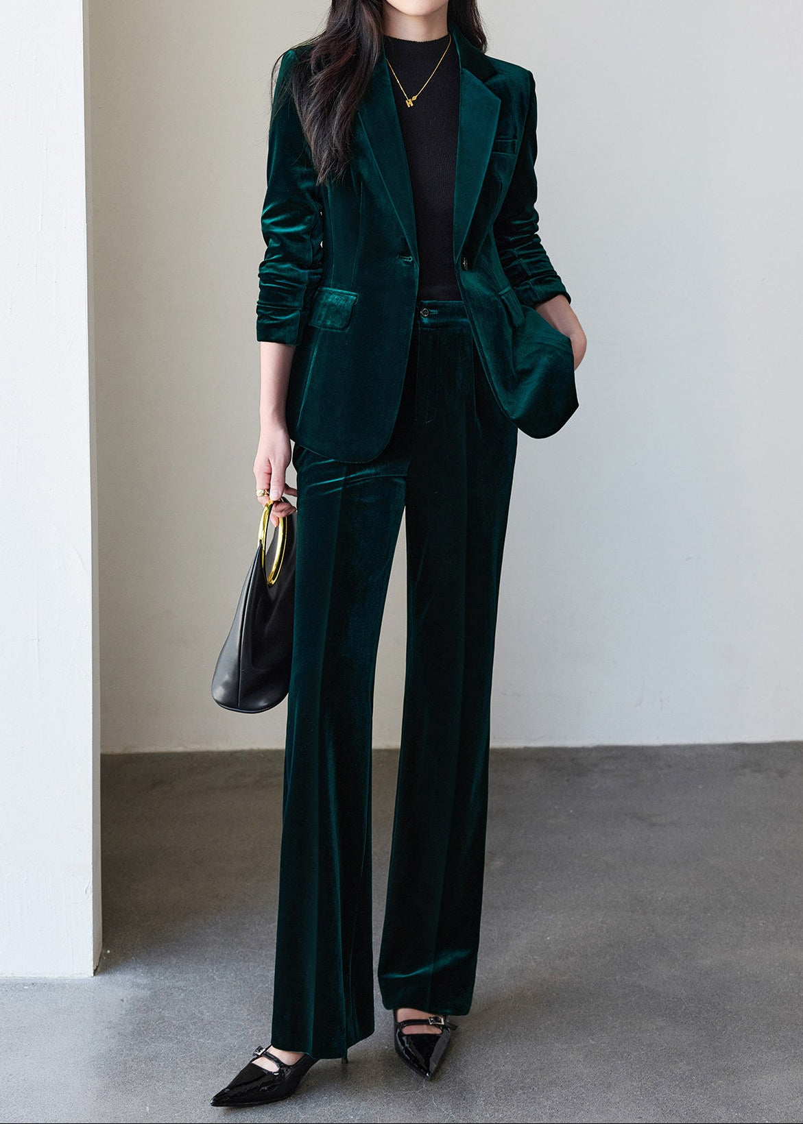 Velvet Single Button Pants Suit　R250