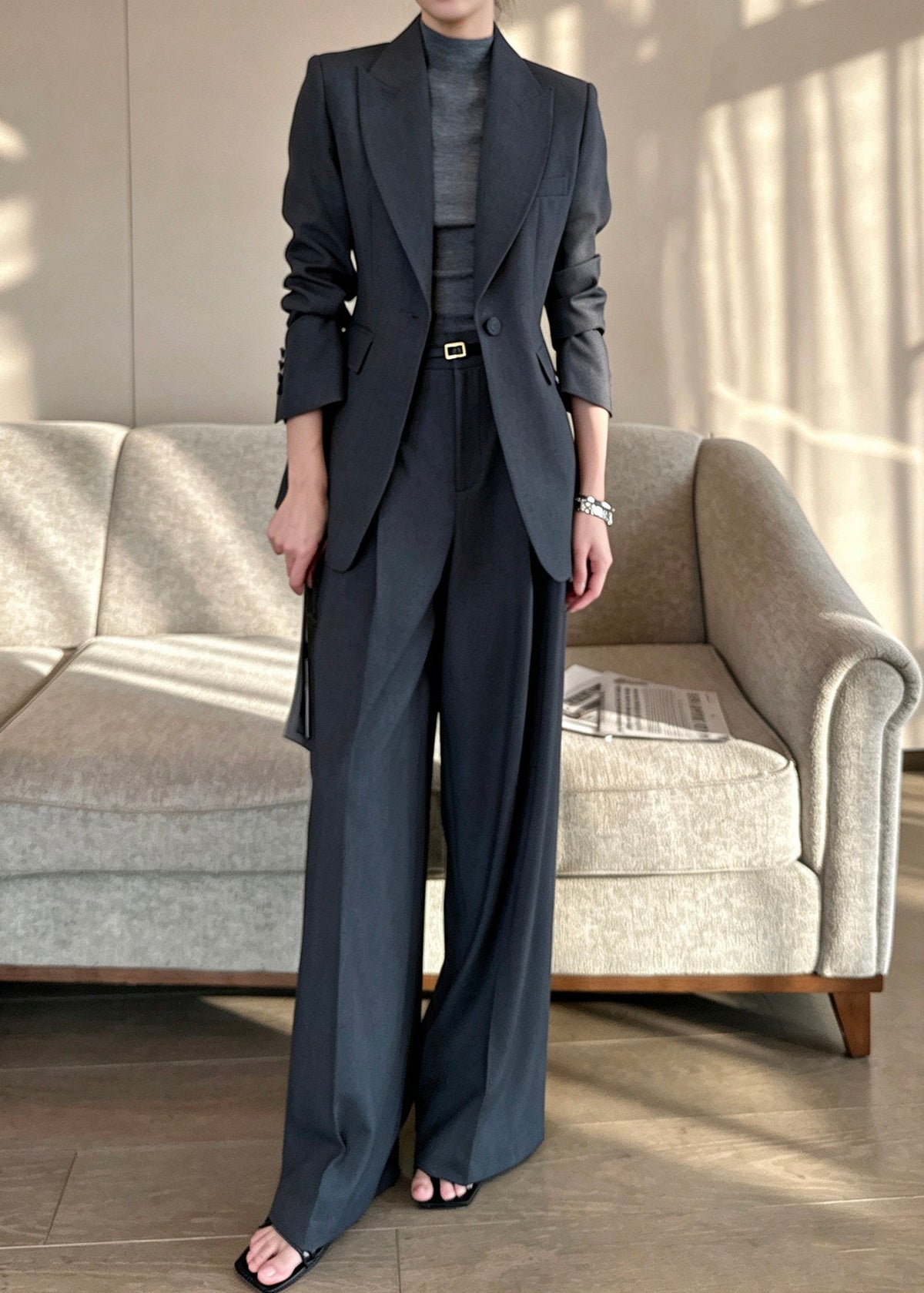 One Button Wide Pants Suit　R197