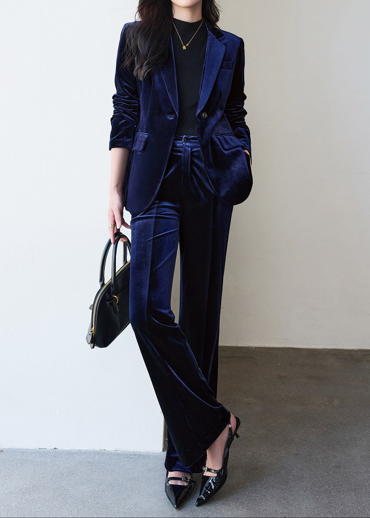 Velvet Single Button Pants Suit　R250