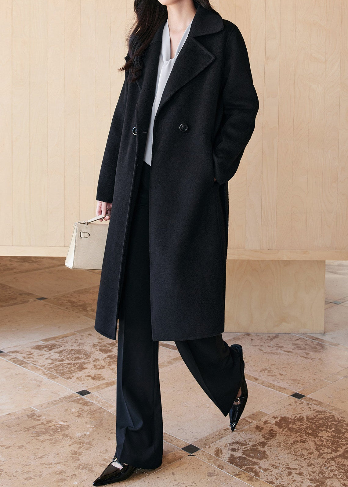 Tie Belt Tailored Long Coat　R262