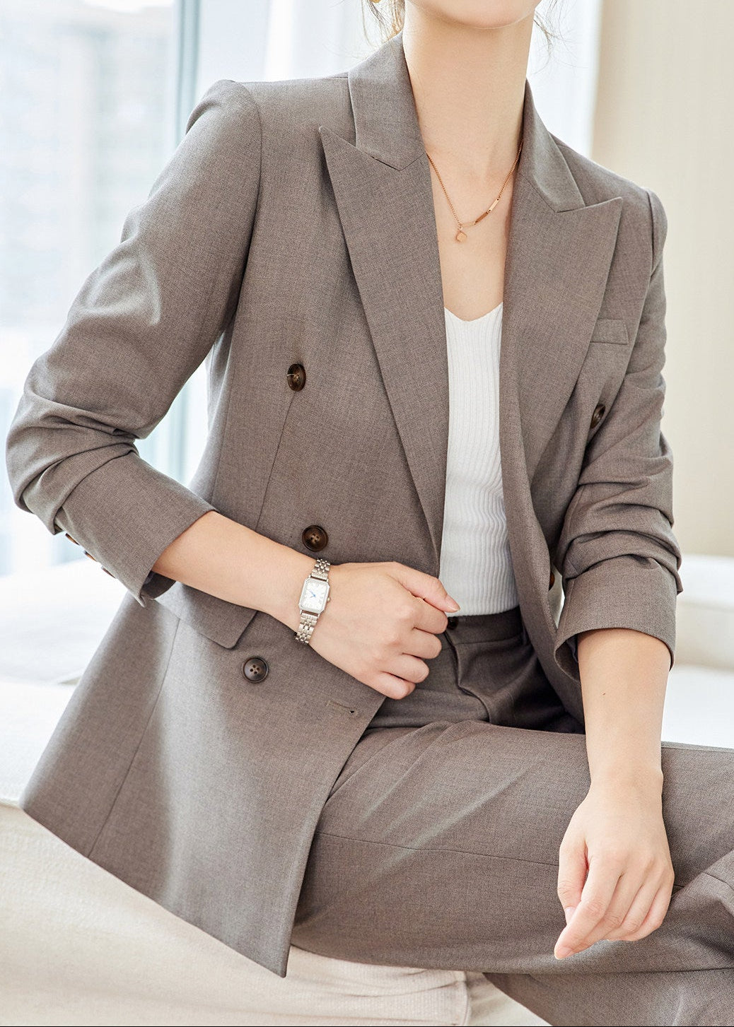 Double Breasted Tailored Pants Suit　R246