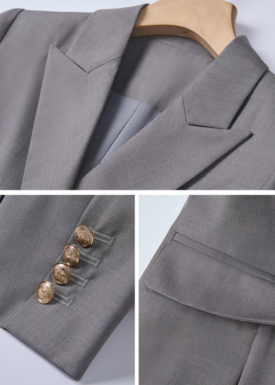 Double Breasted Peplum Flare Pants Suit　R275