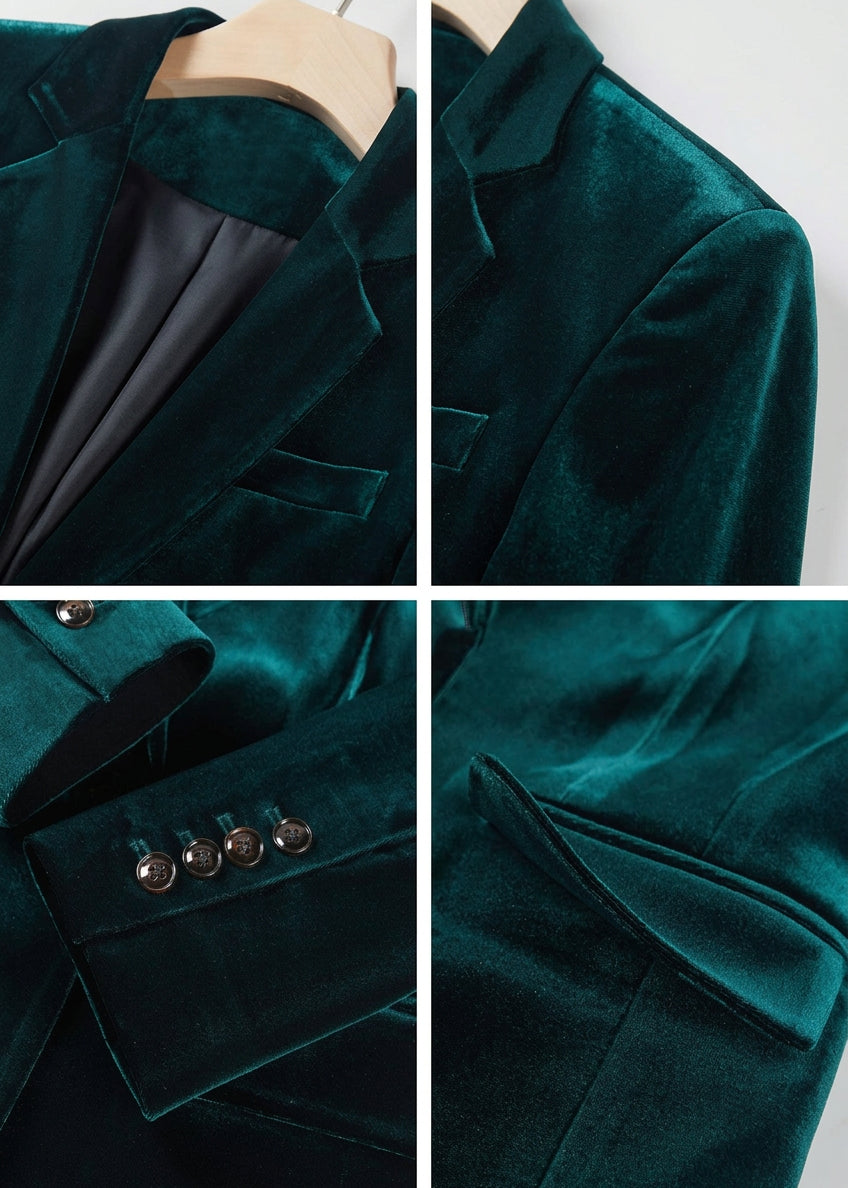 Velvet Single Button Pants Suit　R250
