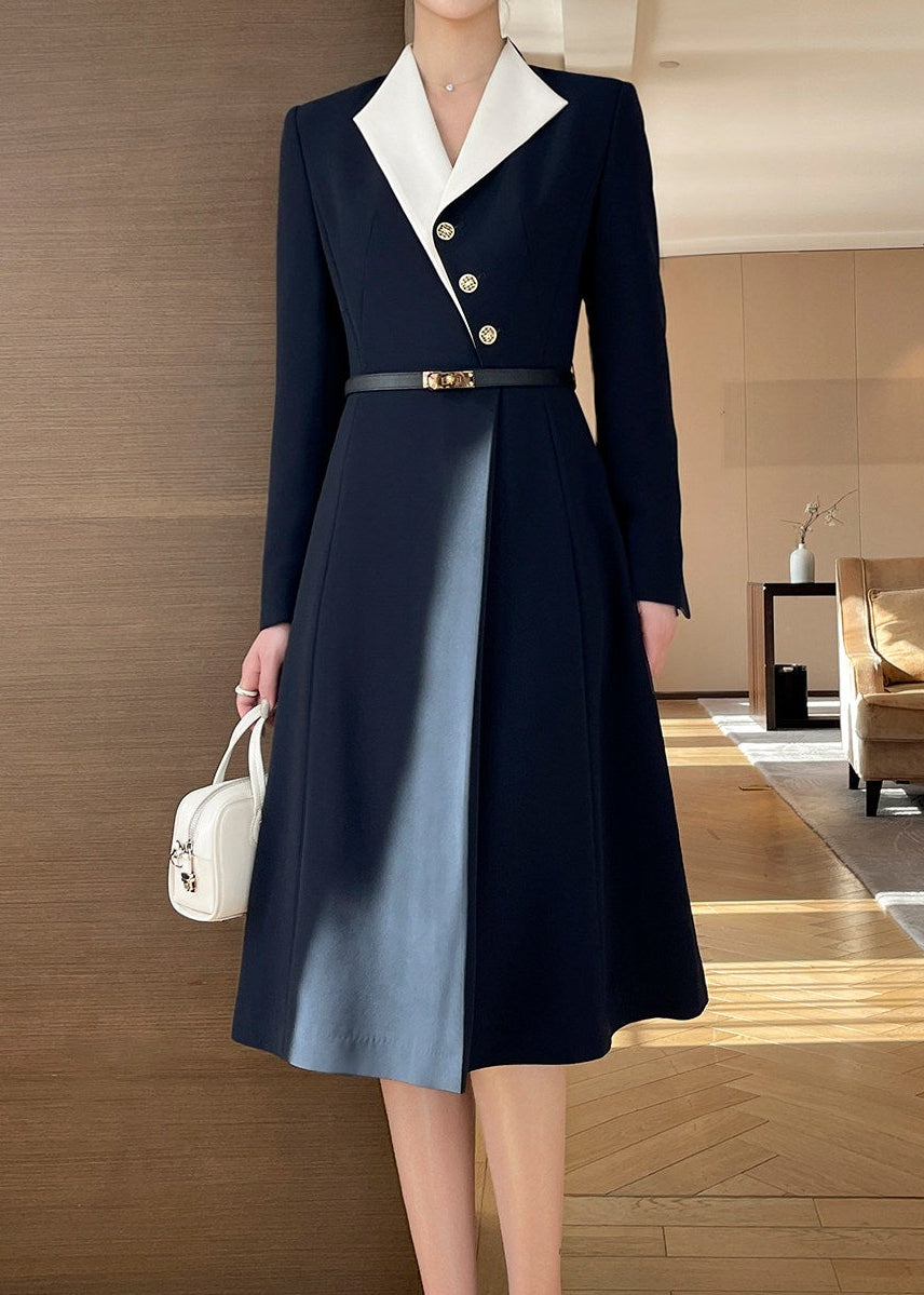 Contrast Collar Panel Dress　R282