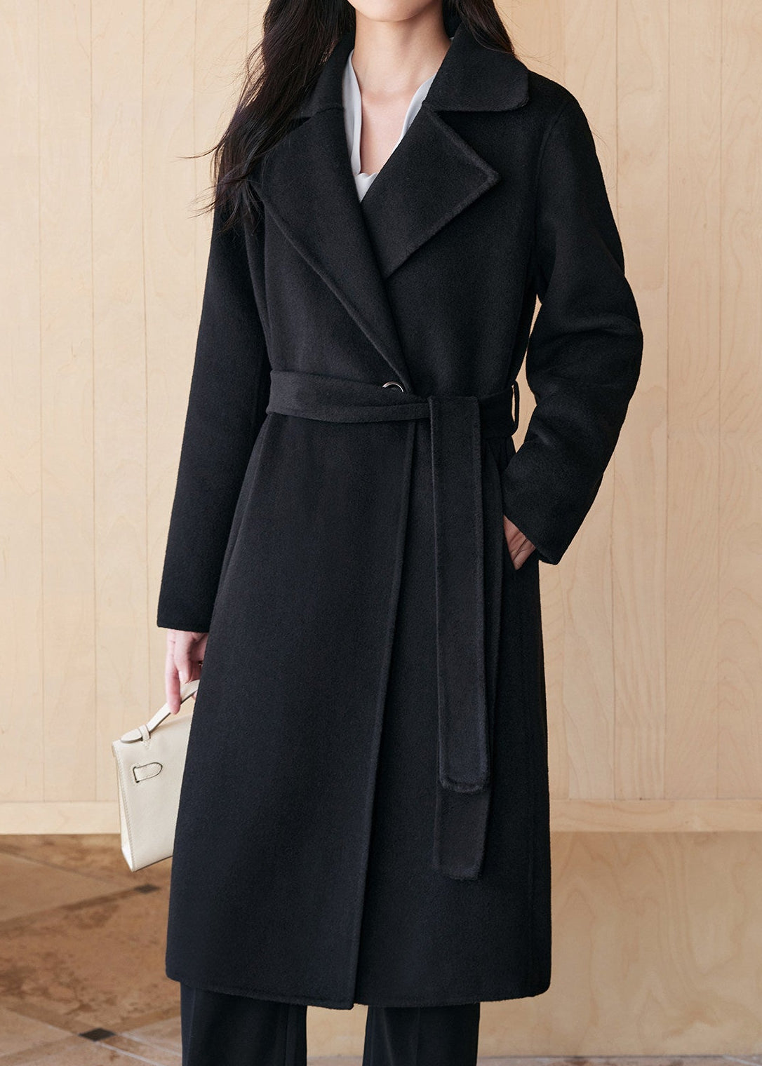 Tie Belt Tailored Long Coat　R262