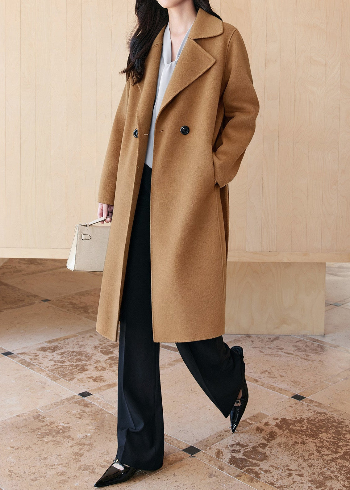Tie Belt Tailored Long Coat　R262