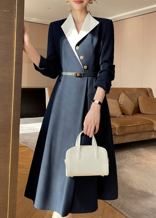 Contrast Collar Panel Dress　R282