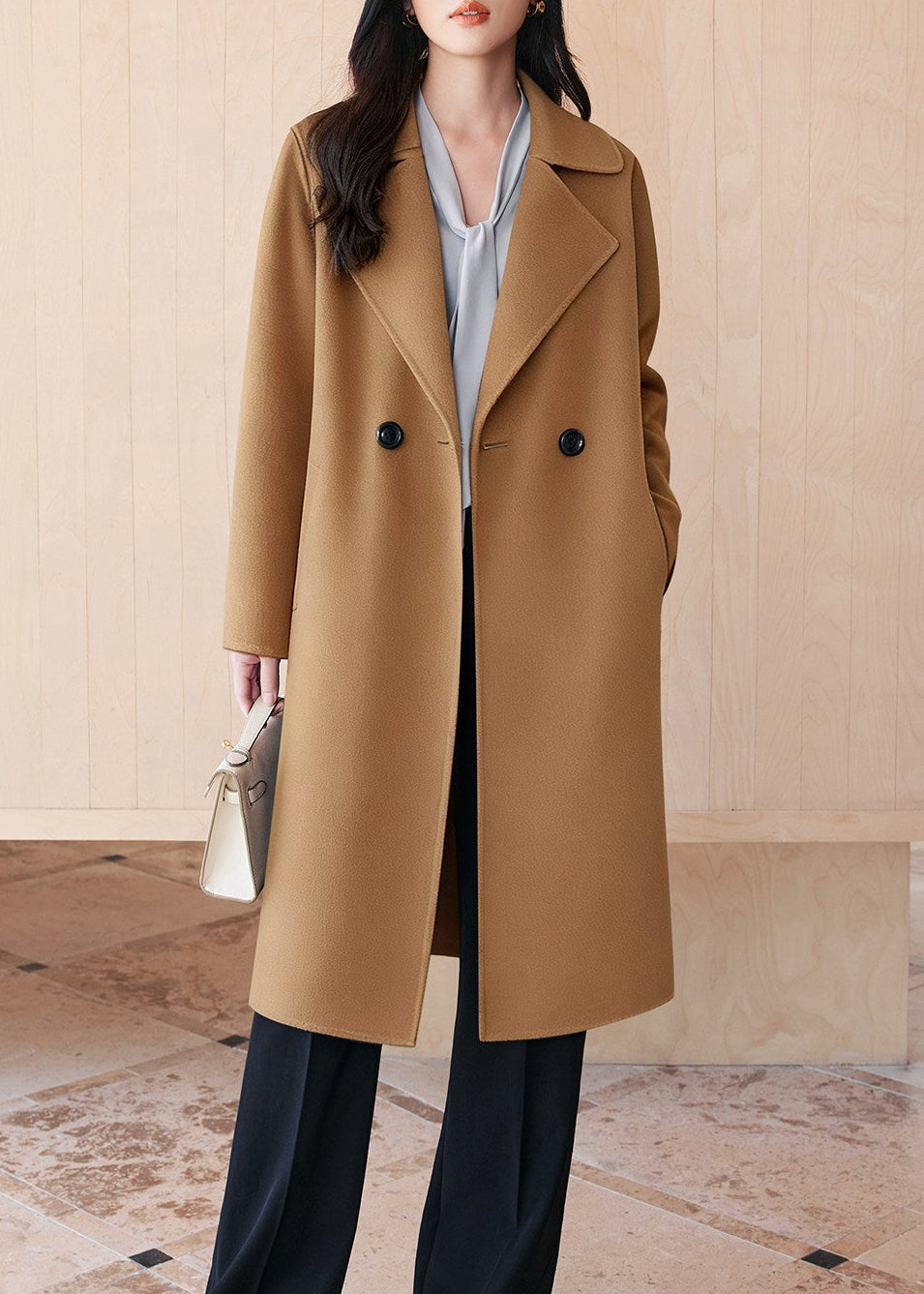 Tie Belt Tailored Long Coat　R262