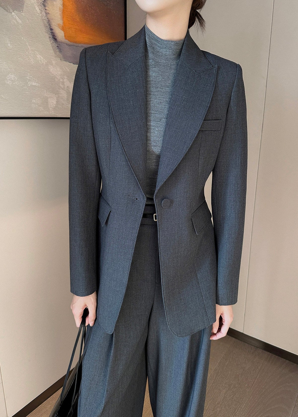 One Button Wide Pants Suit　R197