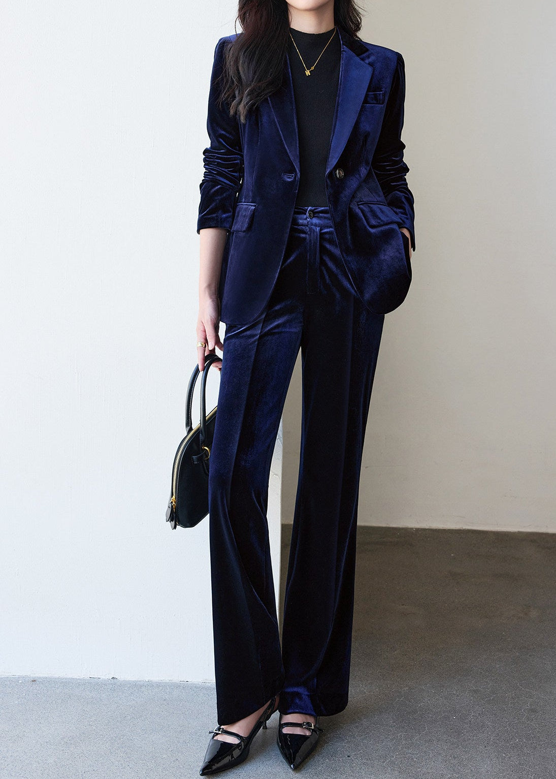 Velvet Single Button Pants Suit　R250