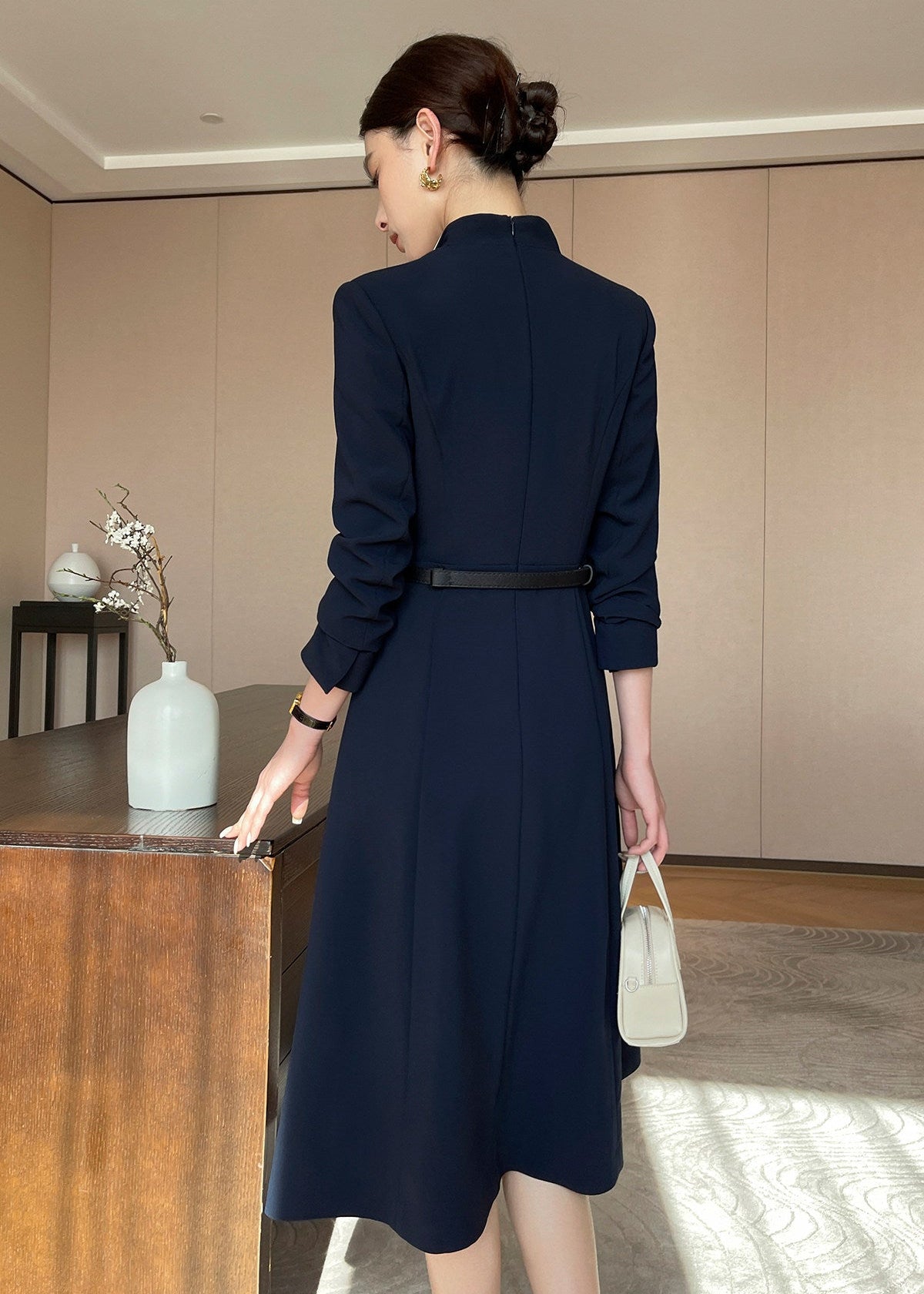Contrast Collar Panel Dress　R282