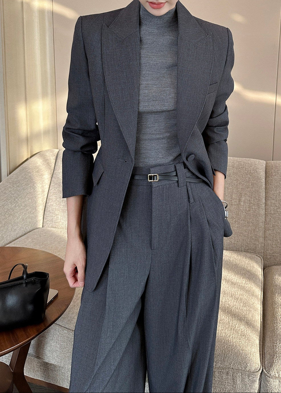 One Button Wide Pants Suit　R197