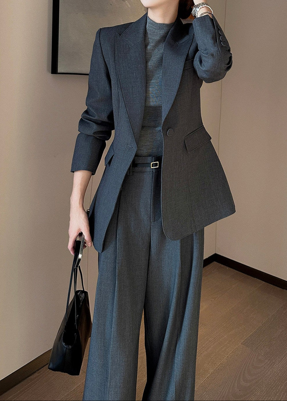 One Button Wide Pants Suit　R197