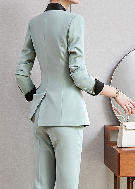 Contrast Shawl Collar Pants Suit　R259
