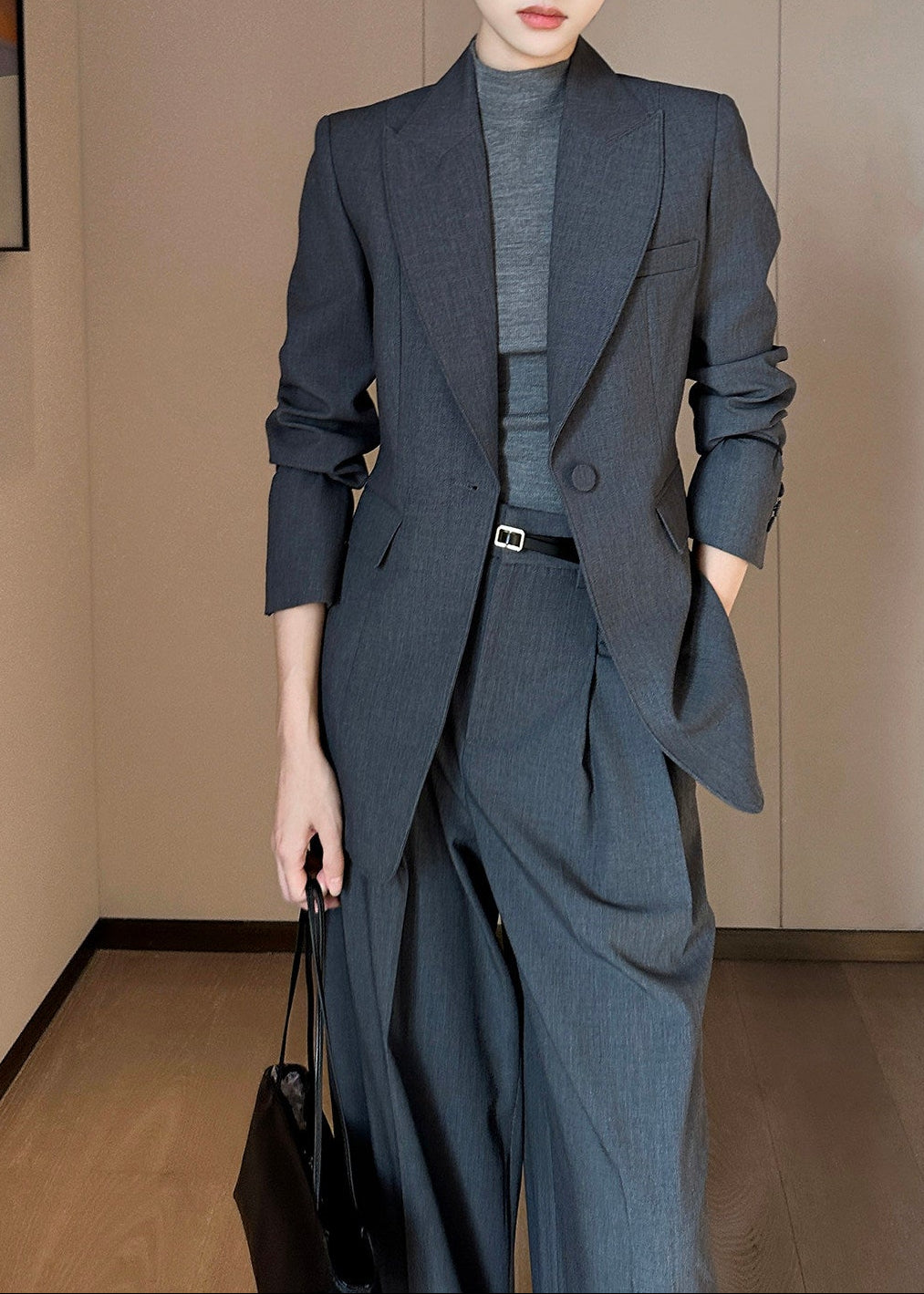 One Button Wide Pants Suit　R197