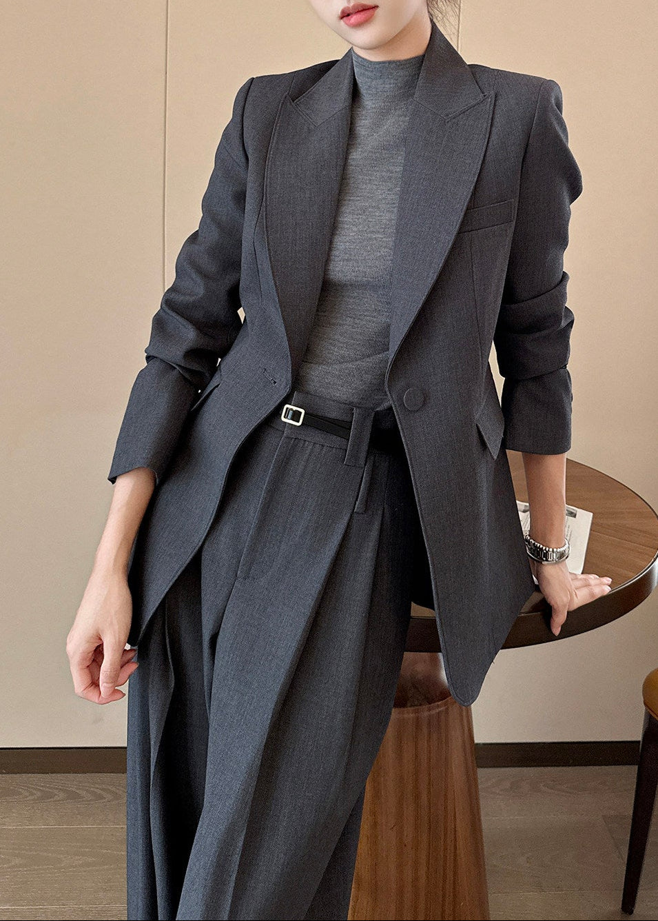 One Button Wide Pants Suit　R197