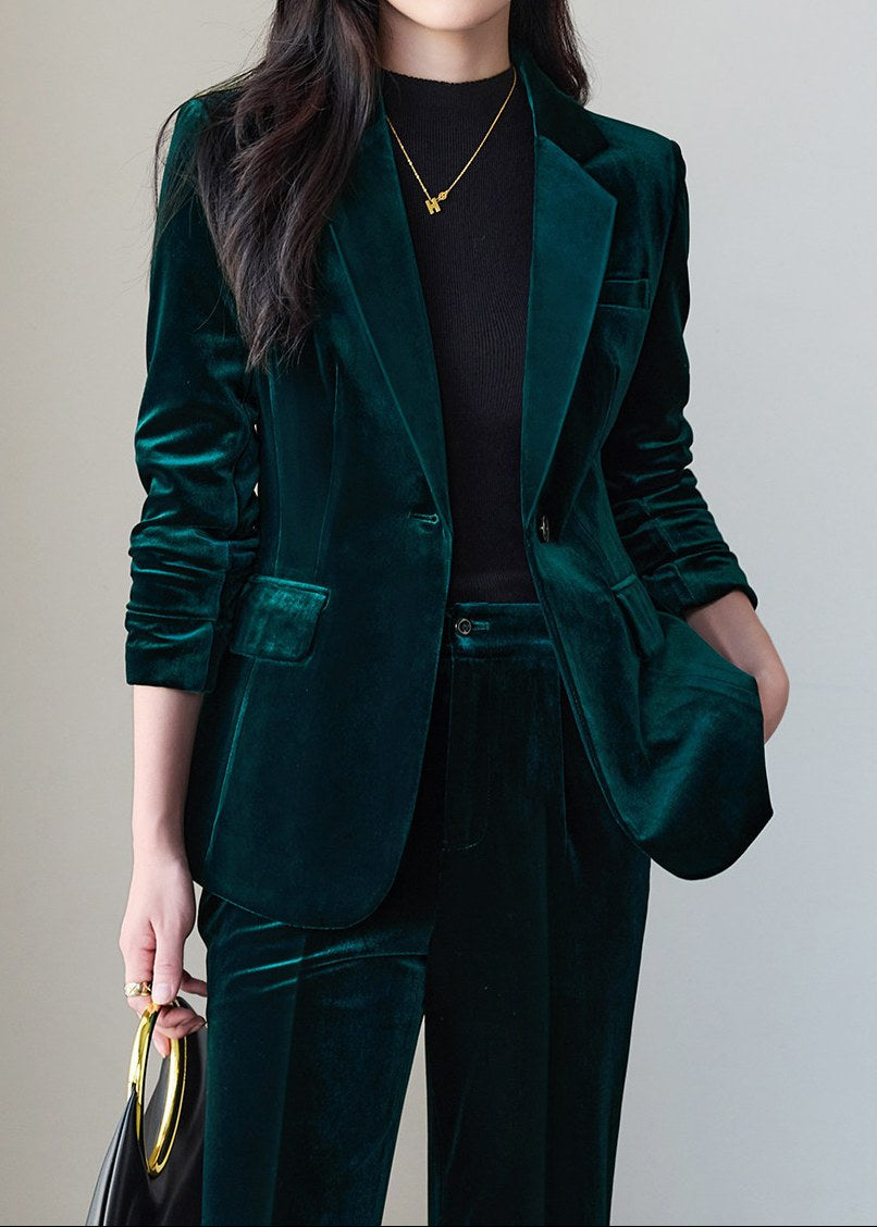 Velvet Single Button Pants Suit　R250