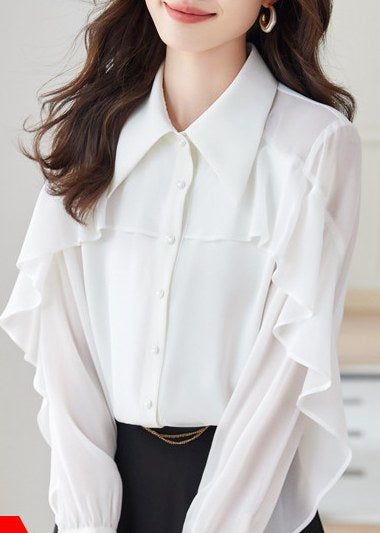 Ruffle Cape Sheer Blouse　R167