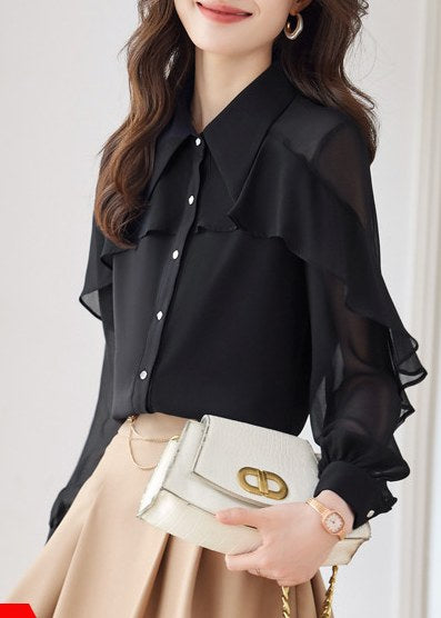 Ruffle Cape Sheer Blouse　R167