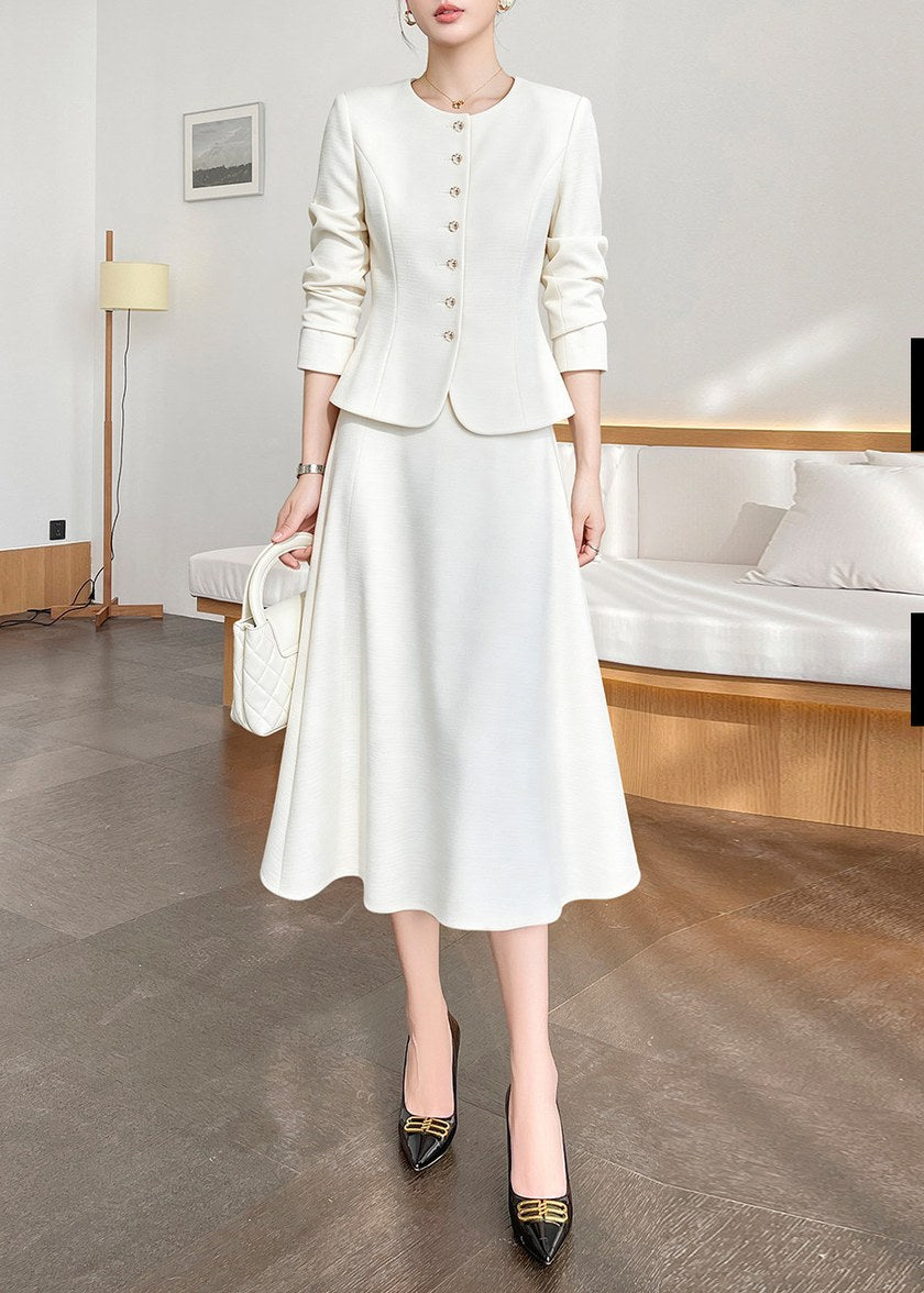 Round Neck Jacket Skirt Set　R251