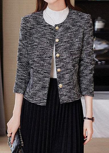 Textured Tweed Collarless Jacket　R171