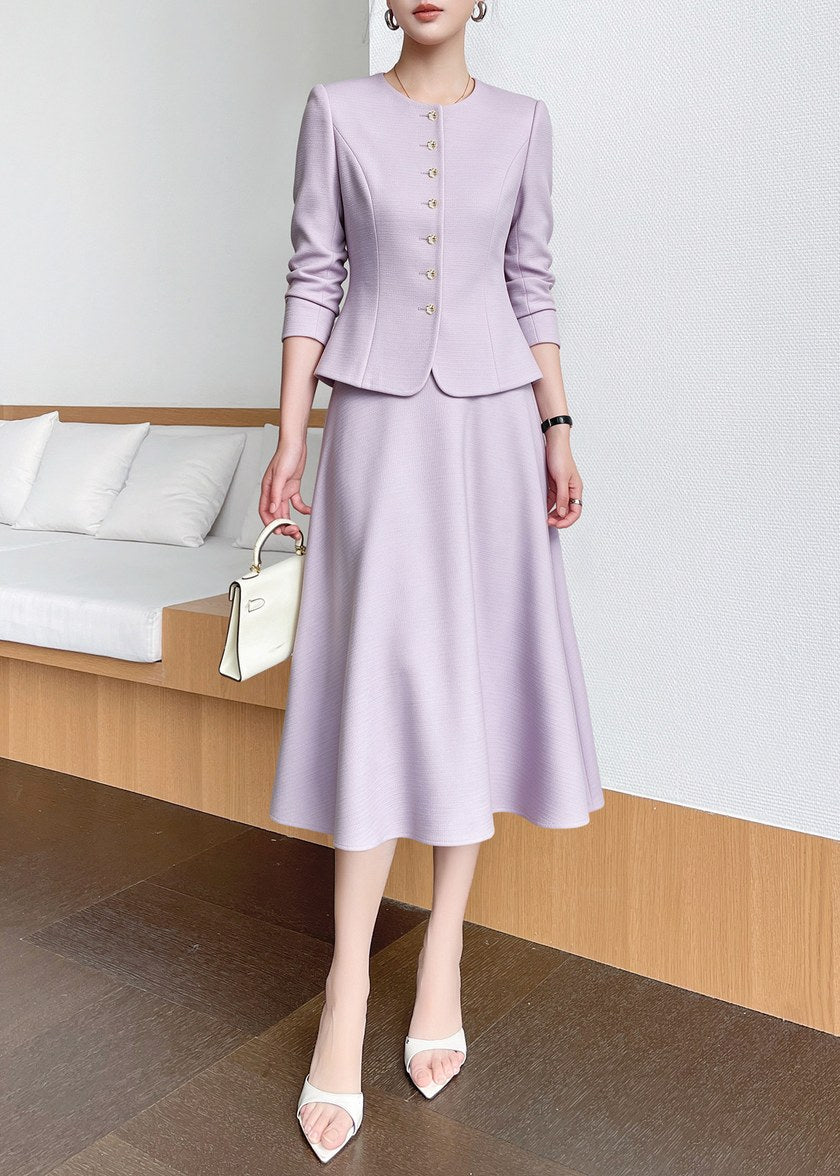 Round Neck Jacket Skirt Set　R251