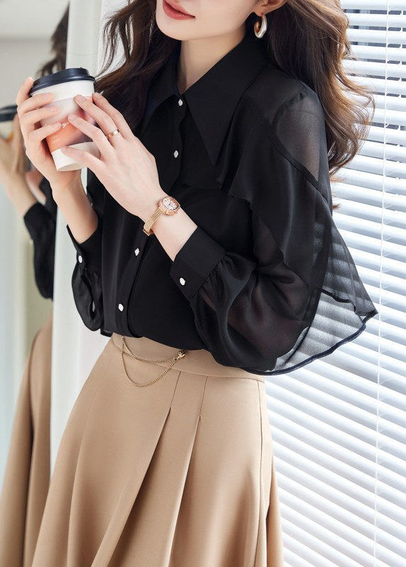 Ruffle Cape Sheer Blouse　R167